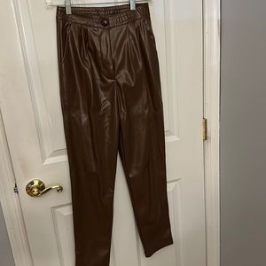 Princess Polly Straight Leg Brown Leather Pants